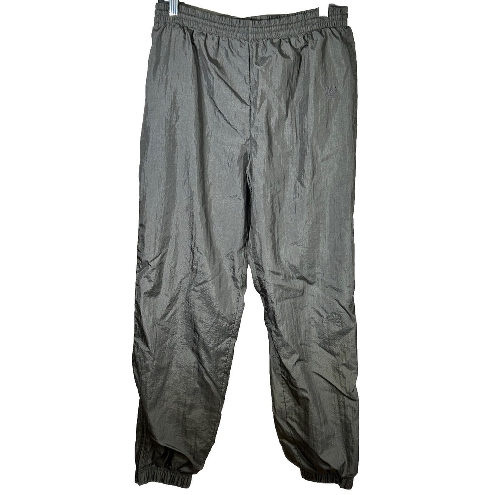 USA Olympic Track Suit Pants Men's Gray Silver Swish Zipper Cuff VTG JC Penny‎